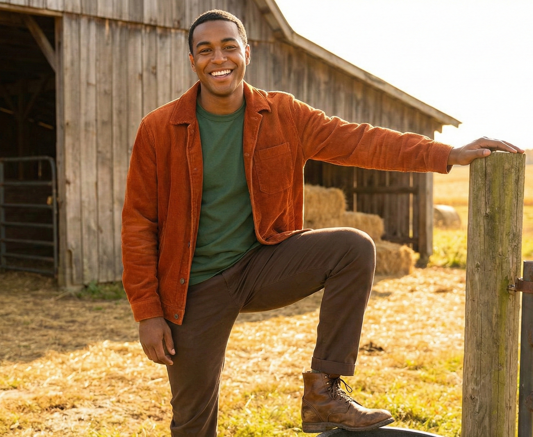 The same man styled in colors that complement his complexion.