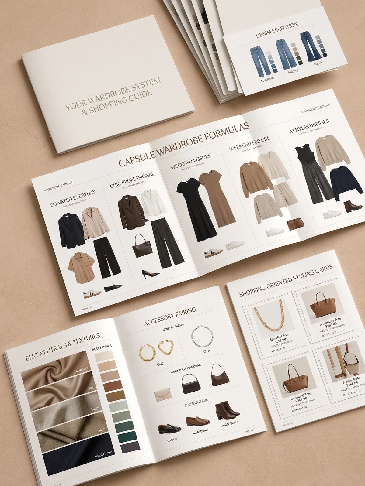 auraDNA dossier preview showing capsule wardrobe formulas, shopping guidance, and accessory pairings